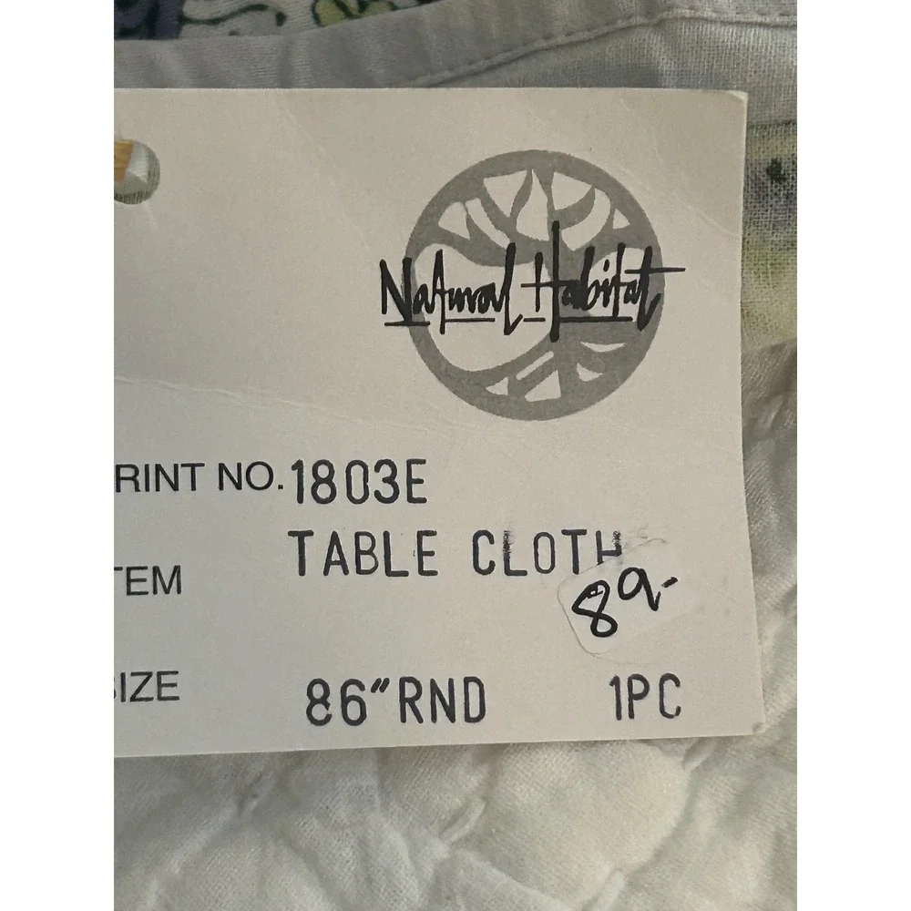 Natural Habitat Maya Blue Tablecloth 86 Round Cotton Hand Block Print India